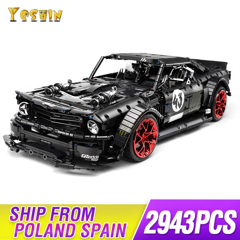 No motor Новинка 1965 Ford Mustang Hoonicorn Racing приспособление для автомобиля Technic MOC-22970 FIT 20102 строительные блоки кирпичи детские игрушки подарок - Цвет: No motor