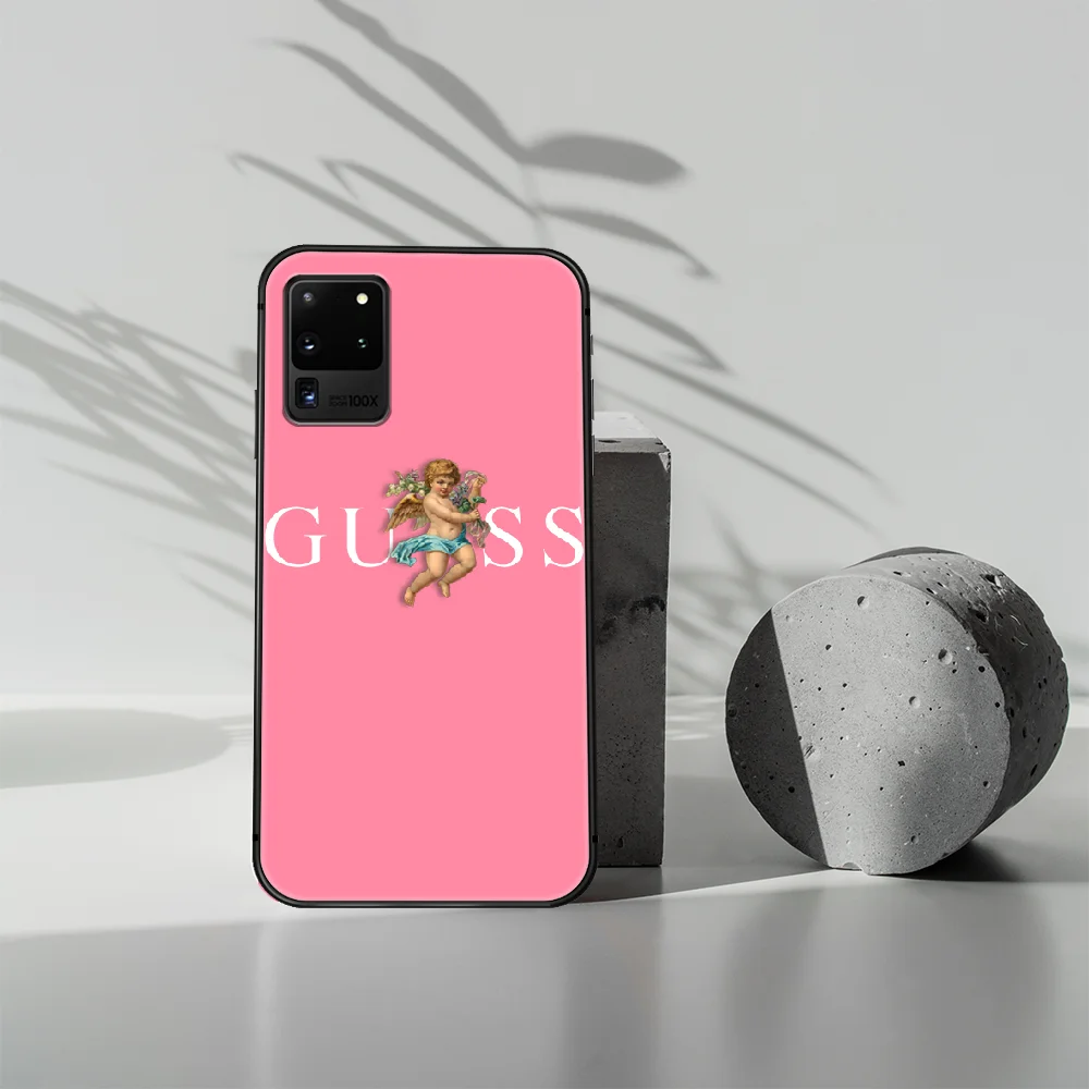 

French fashion luxury brand guess Phone Case Cover Hull For Samsung Galaxy S 7 8 9 10 e 20 FE edge uitra plus Note 9 10 20 black