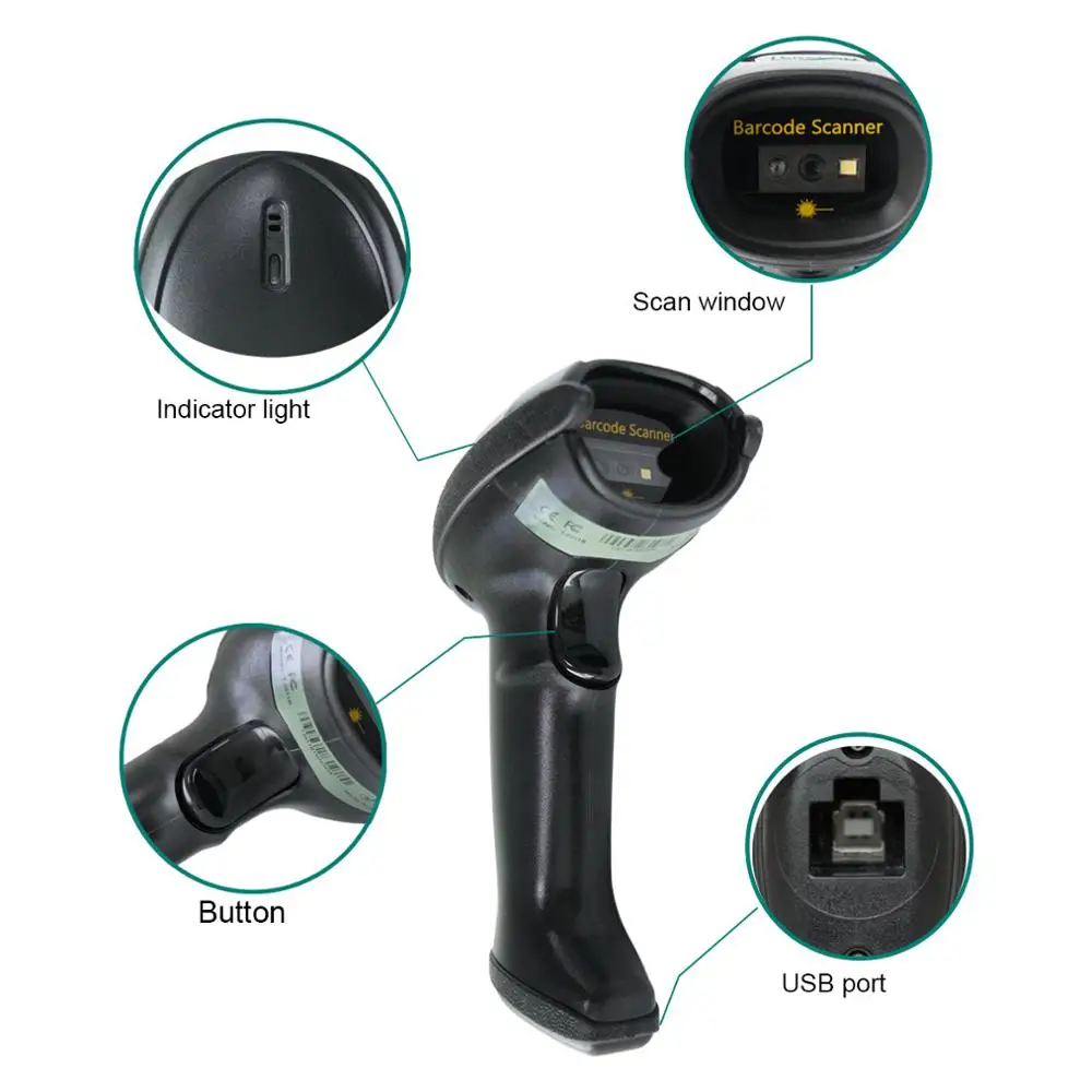 Проводной и беспроводной 2D сканер штрих кодов QR PDF417 DataMatrix на русском winebottle чехол