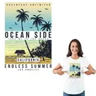 Термальные нашивки Ocean Side, теплопередающие нашивки на Пальму, для футболок и джинсов, стирающиеся, сделай сам, новая модная аппликация на одежду