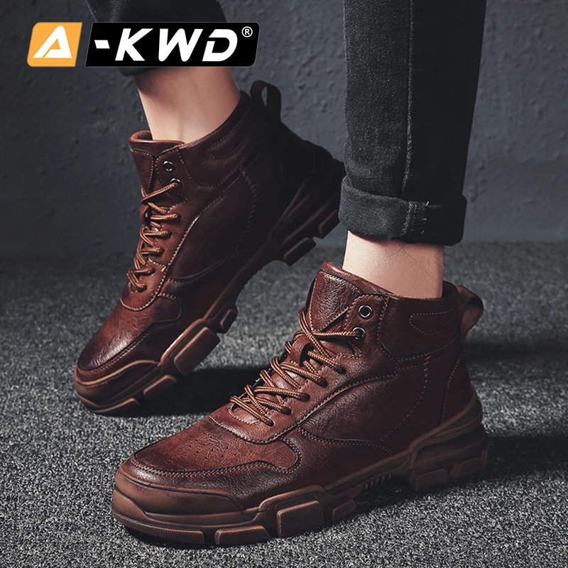 Fashion Autumn Breathable Men Sneakers Casual Shoes Winter Boots With Fur Zapatos Hombre Invierno High Top Work 44 | Обувь