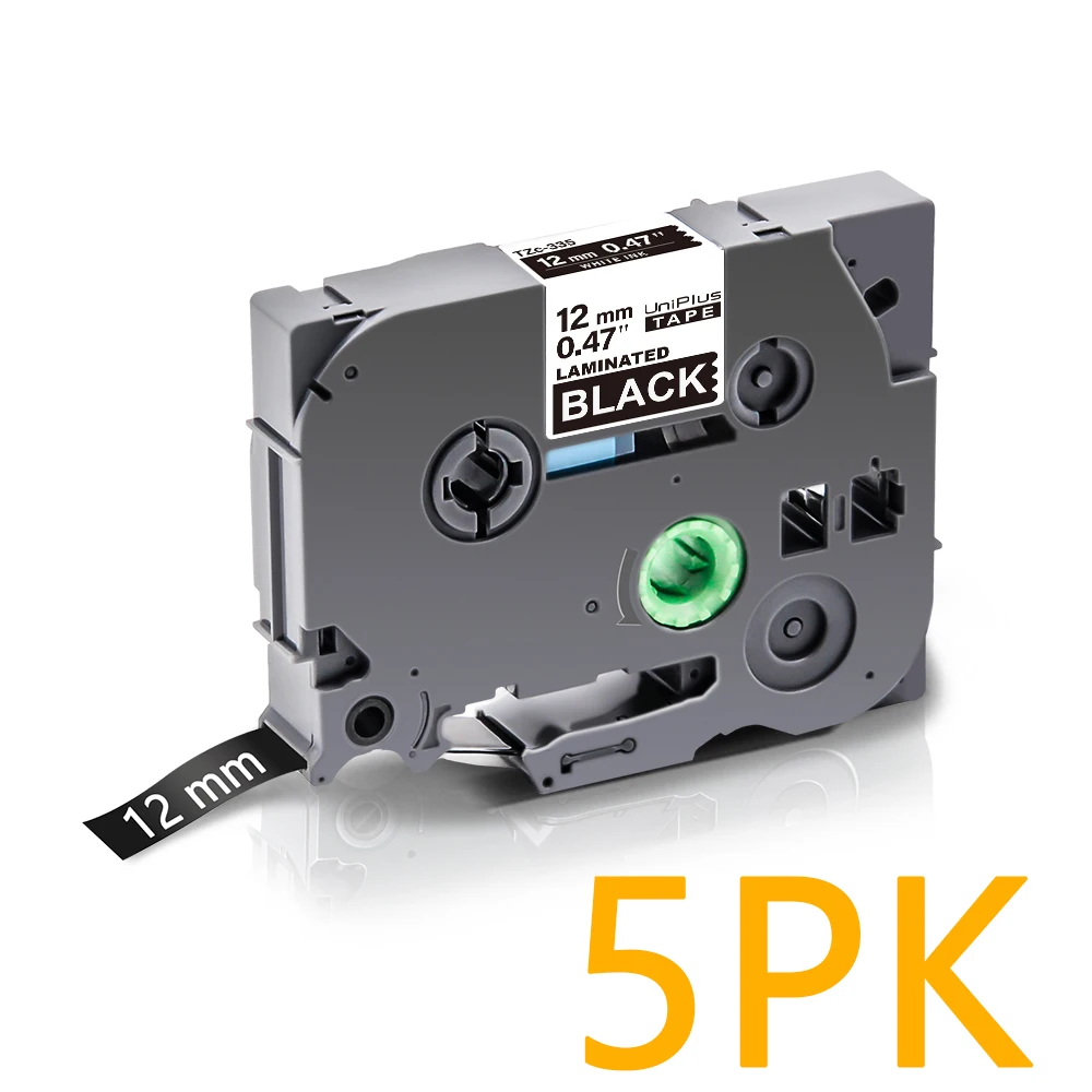 UniPlus 5PK 12 мм Принтер этикеток 335 белый на черном | Компьютеры и офис