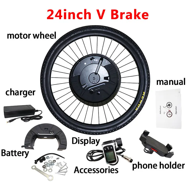 24inch V brake A 36 В 350 Вт iMotor3.0 набор для преобразования электрического велосипеда с ЖК-дисплеем и Мотором для электровелосипеда Мощный мотор для электровелосипеда - Цвет: 24inch V brake A
