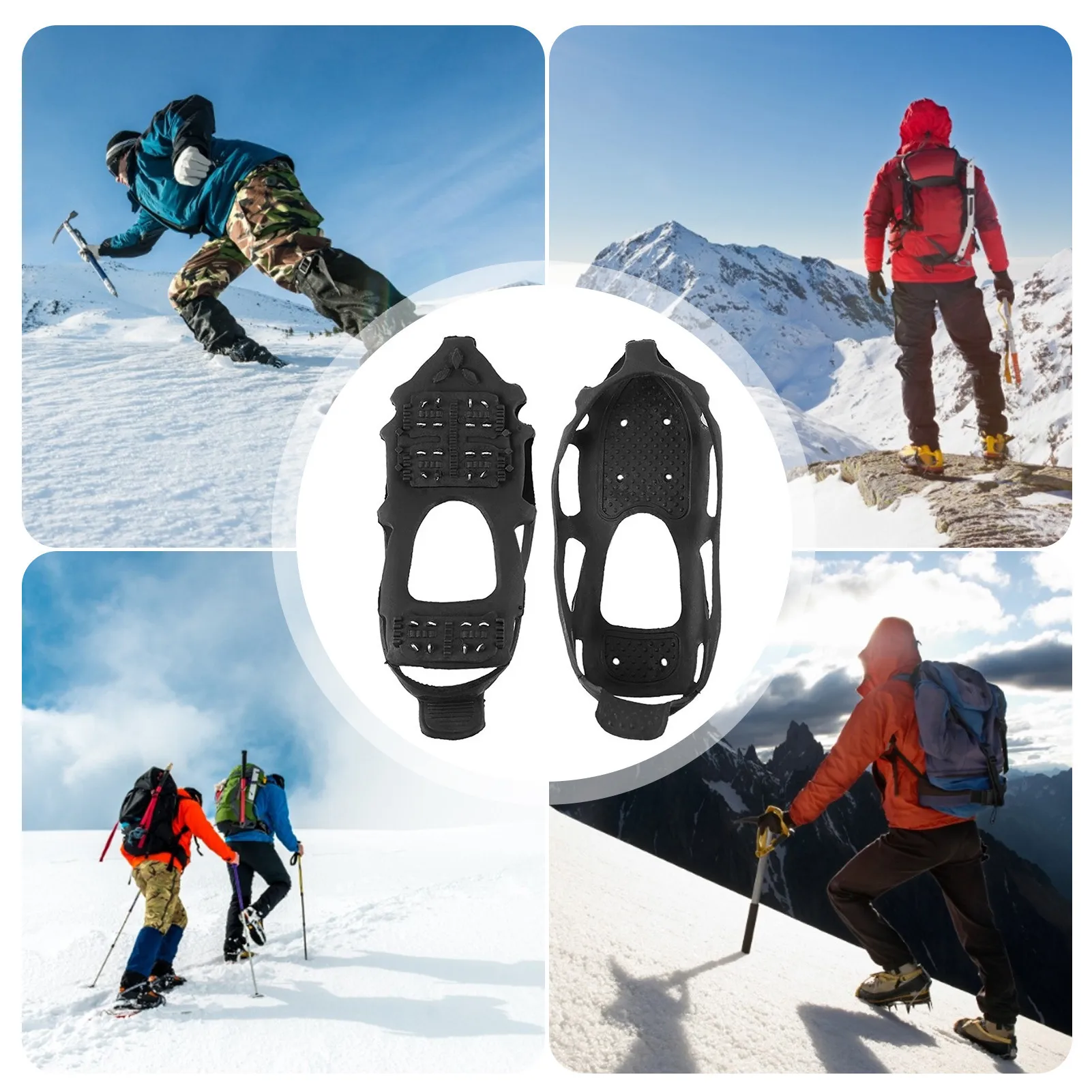 

1 Pair 24 Teeth Ice Gripper Anti-Slip Shoes Spike Grips Cleats Winter Outdoor Climbing Snow Over Shoes Covers Crampons 2021