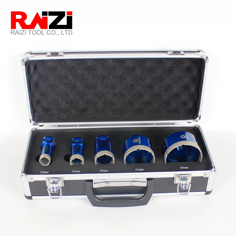 Raizi Diamond Tile Hole Saw Drill Bit Set Porcelain Ceramic Granite Marble M14 Vacuum Brazed Hole Cutter Drilling Bit Tool