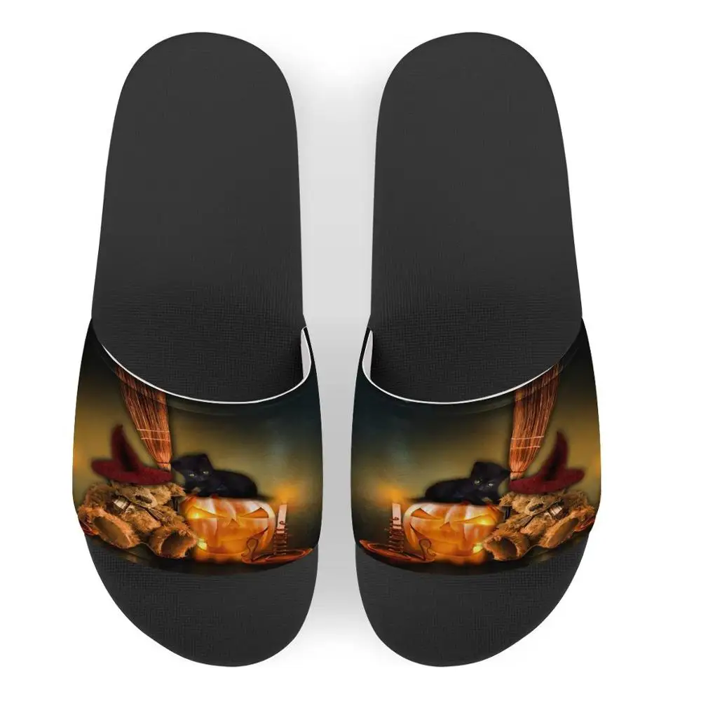 Летние 2020 новые цветные женские тапочки на плоской подошве для Хэллоуина