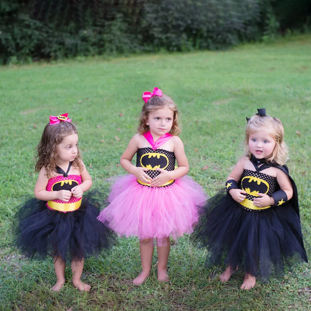 

Girl Bat Design Tutu Dress Super Hero Toddler Cosplay Costume Children Easter Party Dresses Halloween Kids Tutu Vestido Infantil
