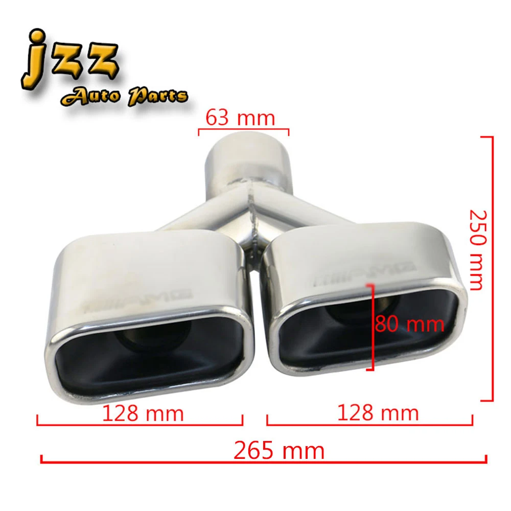 JZZ universal engraved 1PC 2.5'' square Dual exhaust pipe high-quality Stainless-Steel car tips square Vehicle tailpipe