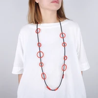 ydydbz diy red big circle pendant necklaces for women strange black rubber rope long chain necklace jewelry mom festival gift