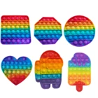 Радужные игрушки-антистресс с цветочным рисунком, игрушки-антистресс, Пузырьковые игрушки для взрослых, игрушки-антистресс для людей с аутизмом