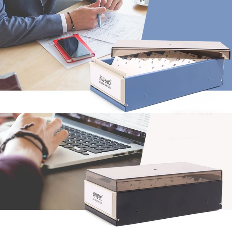 600/800 Sheets Business Card Storage Case with Letter Tabs Business Index Card Organizer Holder for Office School Desk