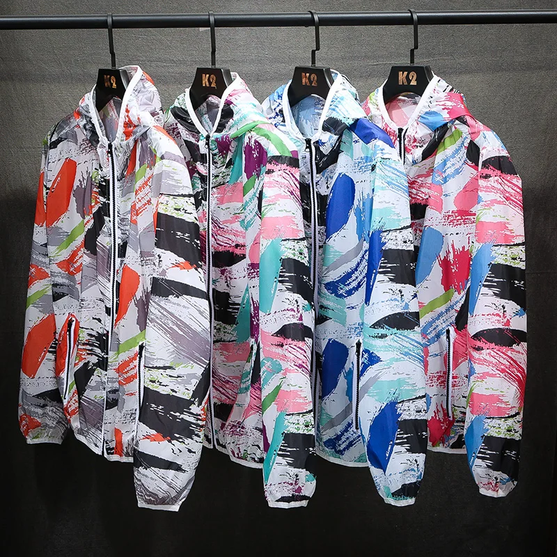 

Men's Sunscreen skin clothing Women's Quick-drying Hiking Jacket UV Sun Protection Coats Outdoor Sports Graffiti Jackets 2020