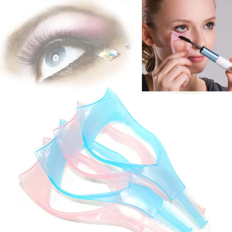 Multifunctional Fashion 3 in 1 Mascara Eyelash Brush Curler Guard Applicator Comb Cosmetic Stencil Shield Guide Make Up Tool | Красота и