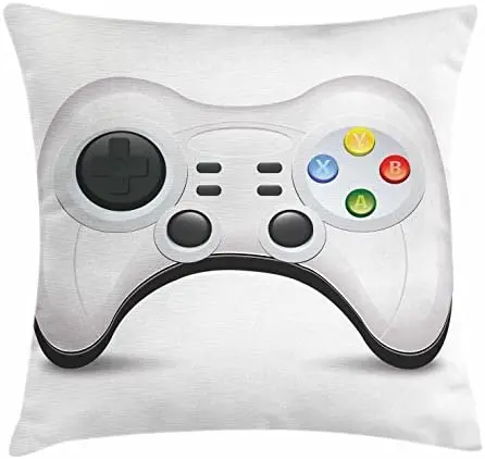 

Pooizsdzzz Gamer Throw Pillow Cushion Cover, Modern Gamepad with Colorful Action Buttons with Joyicks and D-Pad, Decorative