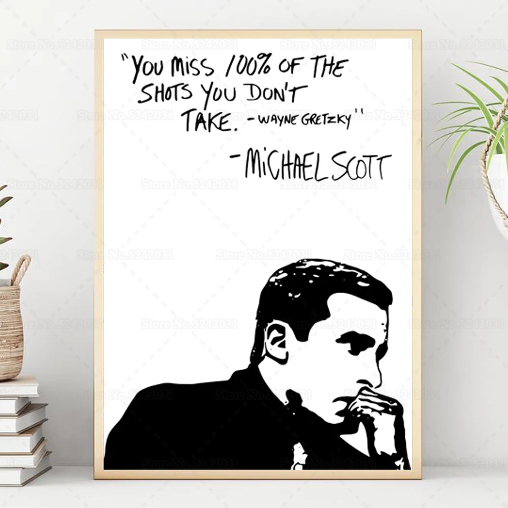 Office Poster - You Miss 100% of the Shots You Don't Take Michael Scott Canvas Wall Art Decor for Living Room image 3