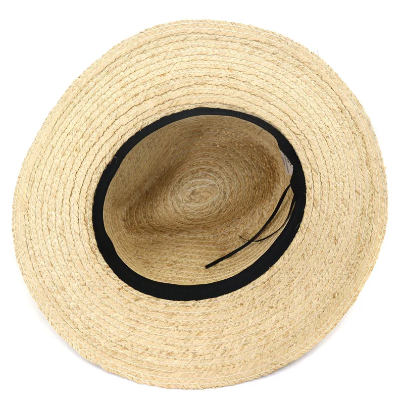 

ZLD unisex summer fashion raffia straw UV protection sun hats handmade raffia straw trilby cap beach holiday cool male fedora