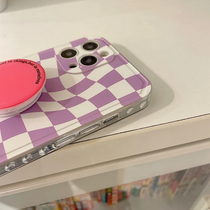 

Retro Art Grid Checkerboard Phone Case For iPhone 12 Pro 11 Pro Max X Xs Max Xr 7 8 Puls SE 2020 Cases 3D Bracket Soft TPU Cover