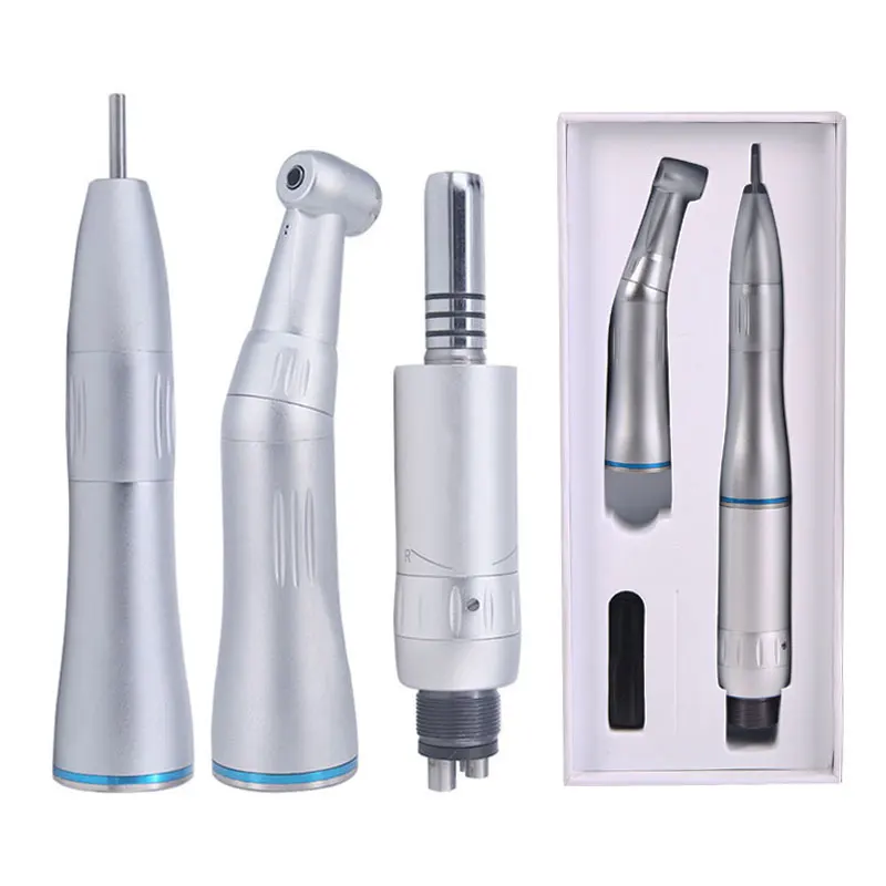 

Dental Low Speed Handpiece Kit Blue Ring Straight Contra Angle Air Motor Inner Water 2/4Hole Dentist Tool Micromotor Dentistry