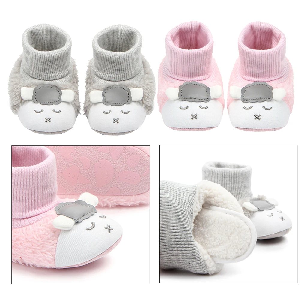 

Newborn Cartoon Lamb Soft Plush Booties For 0-15 Months Baby 11.5/12.5/13.5cm