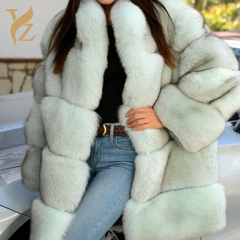 YZ. FURTURE, натуральный Лисий мех, утолщенный роскошный, Новое поступление, натуральный Лисий мех, длинные пальто для женщин, большой Лисий мех, пальто для дам, мода