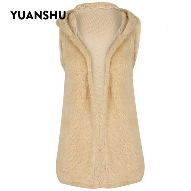 Осенний Однотонный женский жилет YUANSHU из искусственного меха Свободный с