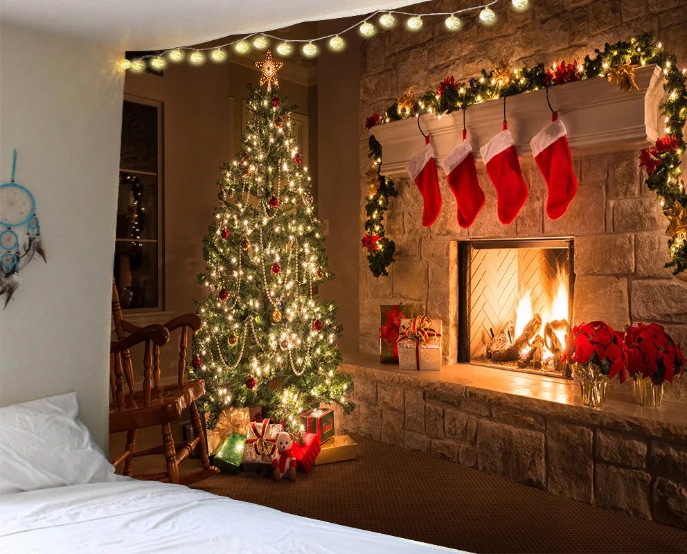 Настенная подвесная Гобеленовая ткань с рождественской елкой декоративное