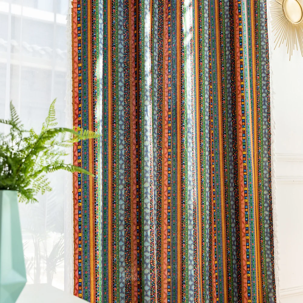 

Colorful Curtain With Tassels Cotton Linen Finished Curtains For Living Room Blinds Bedroom Bay Window Semi Blackout