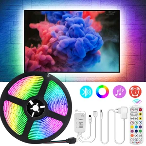 Умная Гибкая светодиодная RGB лента ATcomm с Bluetooth, 12 В постоянного тока, 5050 SMD, 5 м, 10 м, 15 м