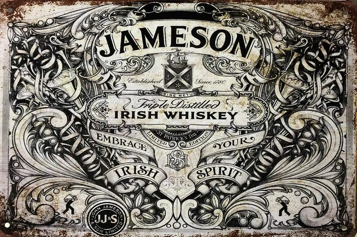 AMELIA SHARPE металлический знак Jameson виски винтажный бар мужской стиль Кухонное