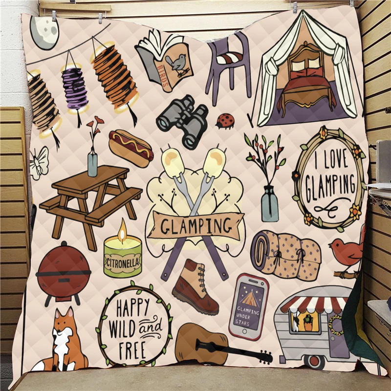 Покрывало для дивана с принтом походный элемент мягкое теплое одеяло из хлопка
