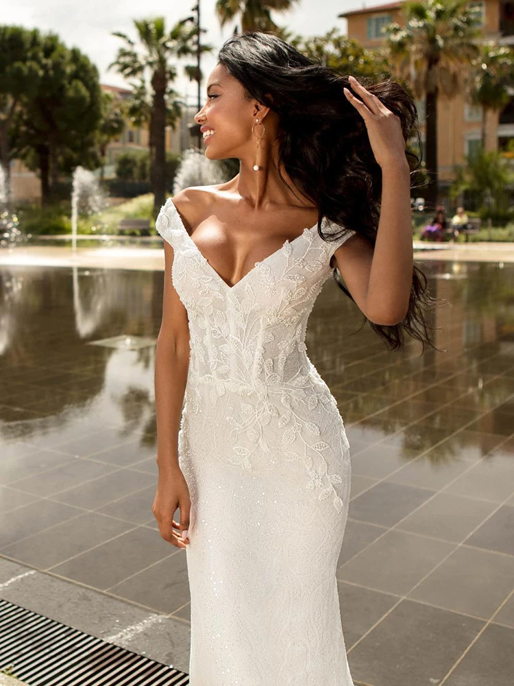 

Hi Shy Bride New simple wedding dress backless sleeveless design chiffon lace bride dresses princess dress plus size tailor-made