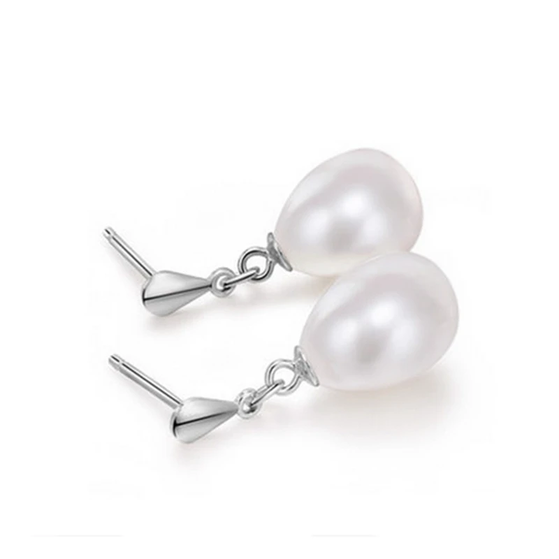 Женские серьги из серебра 925 пробы с натуральным жемчугом 8-9 мм | Украшения и