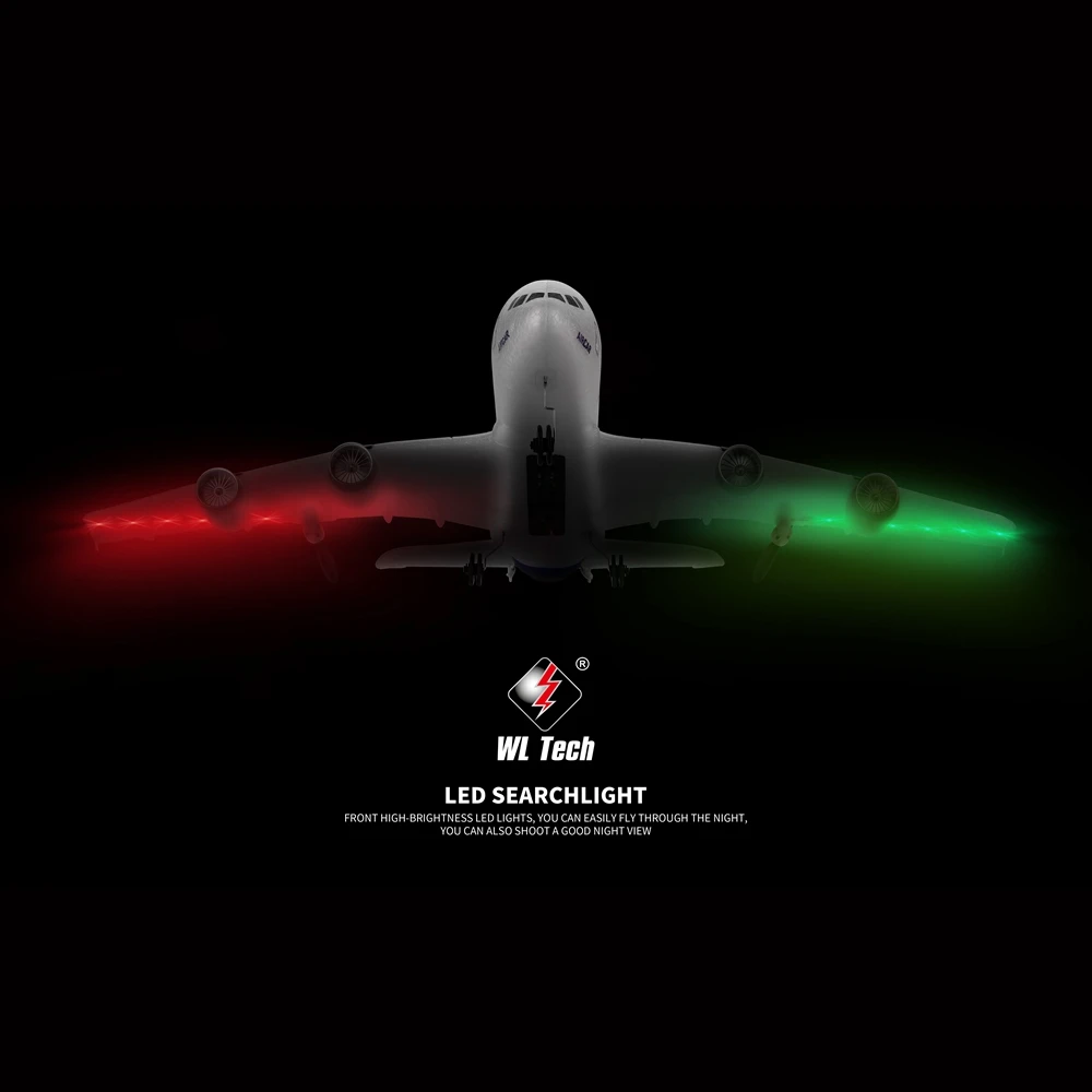 Радиоуправляемый игрушечный самолёт Airbus A380 игрушки самолеты 2,4G 3CH электрическая наружная рация пульт дистанционного управления самолет с неподвижным крылом модель для мальчиков Подарки - Цвет: with light