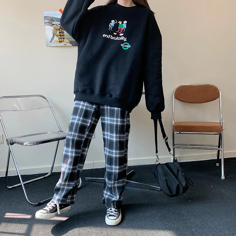 

XZ1539 2021 Новинка Свободные женские толстовки средней длины без капюшона с длинными рукавами