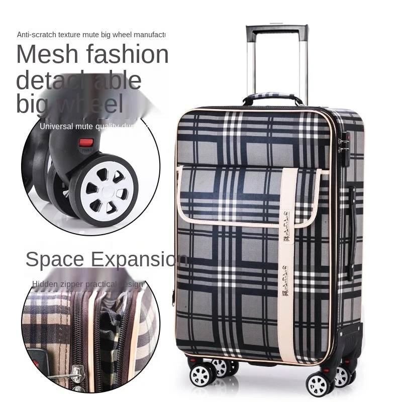 

Студенческий чемодан на колесиках, чехол для путешествий, износостойкий, беззвучный, универсальное колесо, алюминиевый сплав, троллейный з...