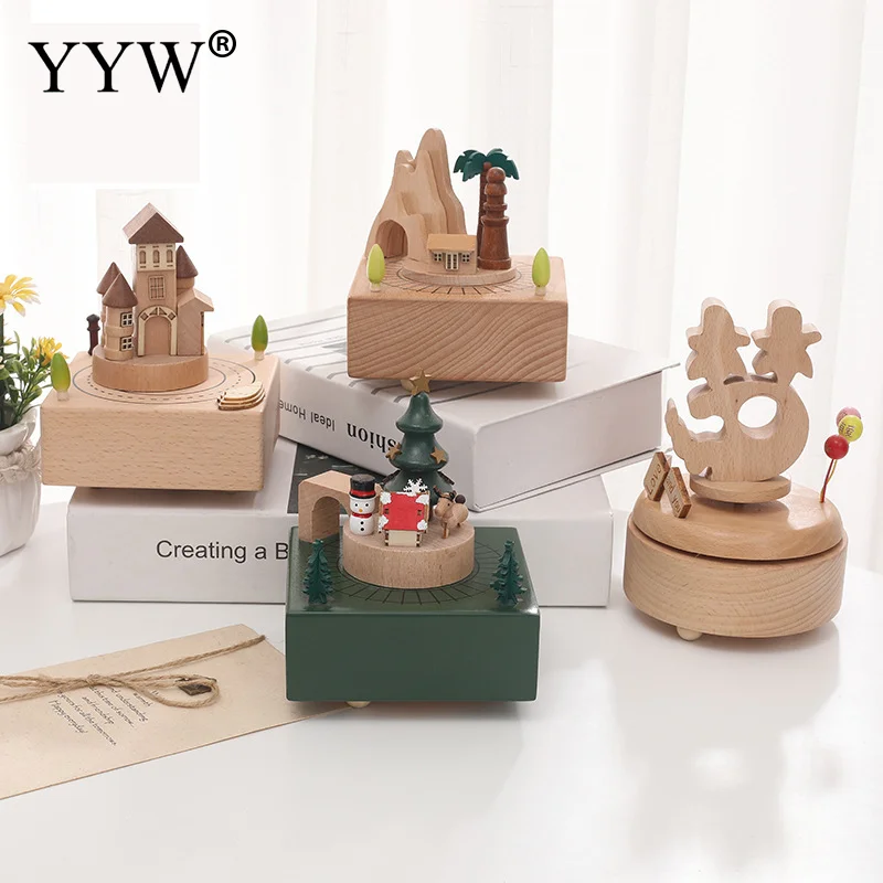 Рождественская елка Париж Эйфелева башня деревянная музыкальная шкатулка