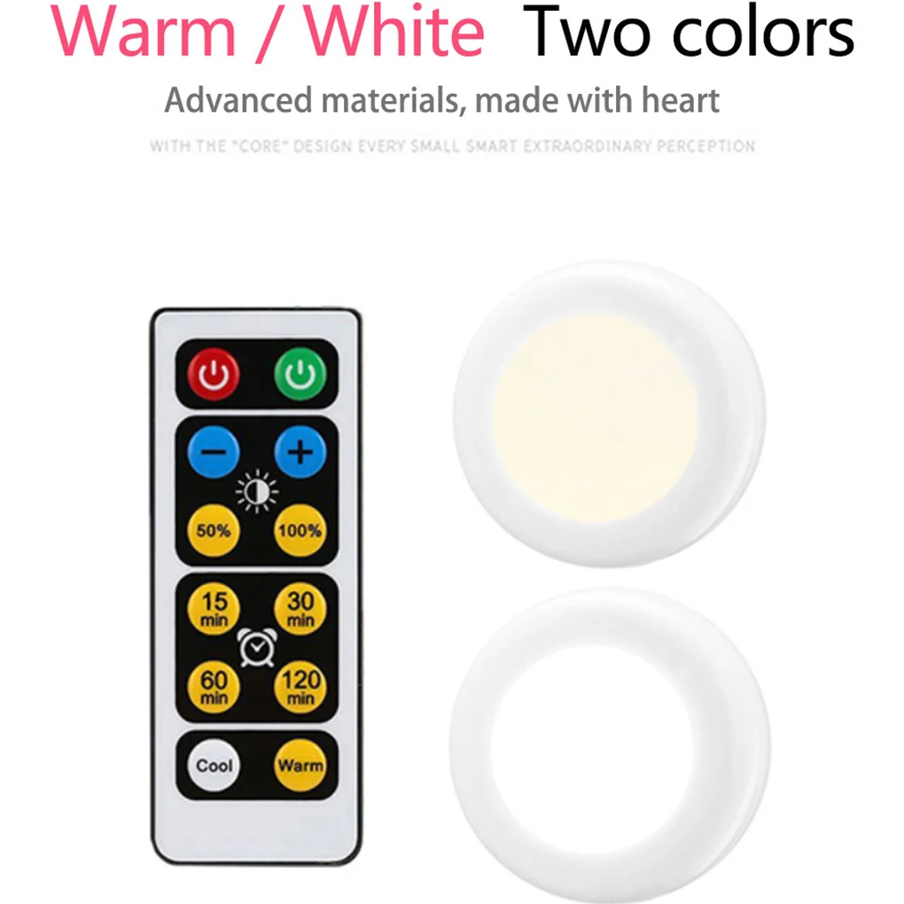 

Led Cabinet Light White+Warm light Color Remote Control Wireless Dimmable LED Night Lamps Battery Light for Closet Kitchen Stair