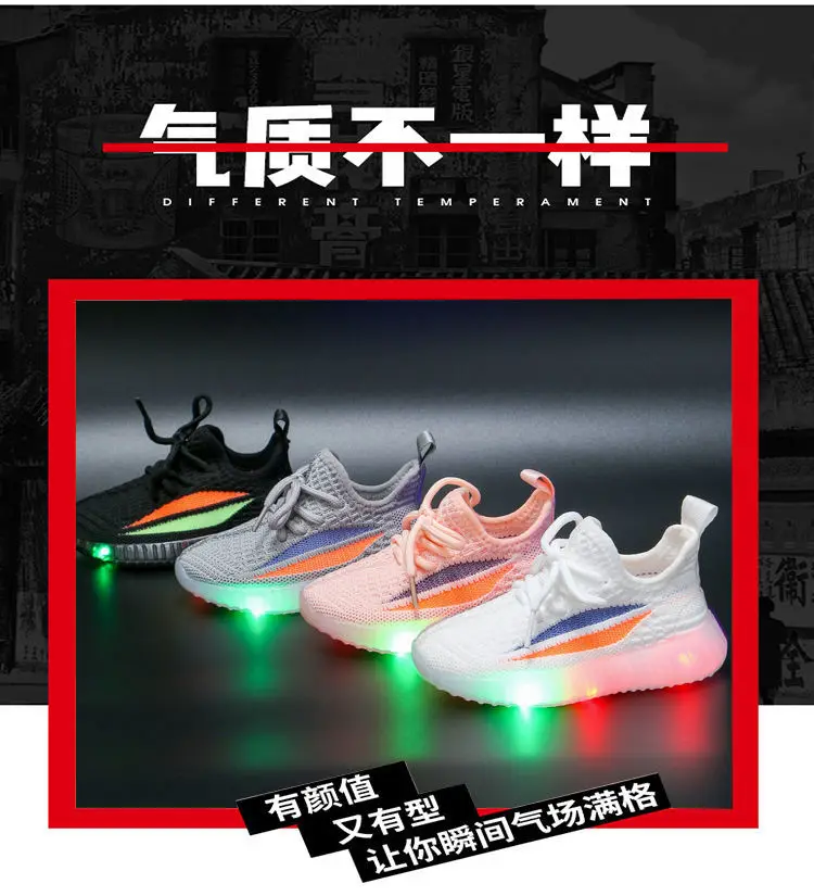 

Autumn Kids Glowing Sneaker Girls Led Boys Shoes Mesh With Lights Children Luminous Shoes Chaussure Enfant