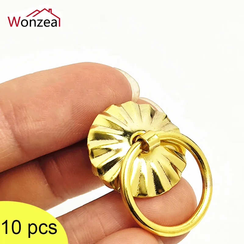 

10pcs Antique Sun Drawer Golden Bronze Color Ring Pin Handle Drawer Cabinet Desk Pull Knob Furniture Hardware