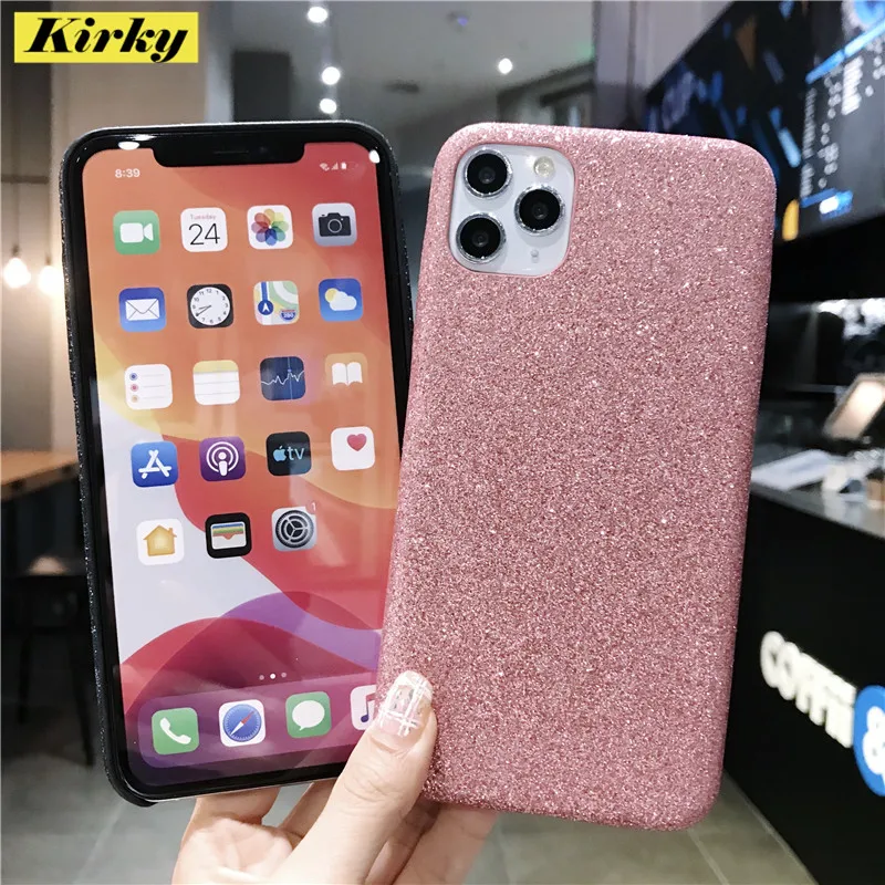 shining glitter powder black silicone case for iphone 12 pro 11 pro xr xs max 8 7 plus 11 x mini soft tpu shockproof bling cover free global shipping