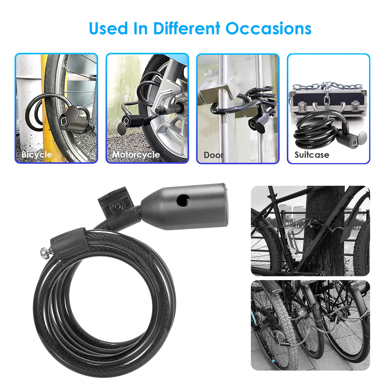 

Fingerprint Bicycle Lock Stainless Bicycle Lock Steel Anti Theft Smart Lock USB Waterproof MTB Door Bike Accessories
