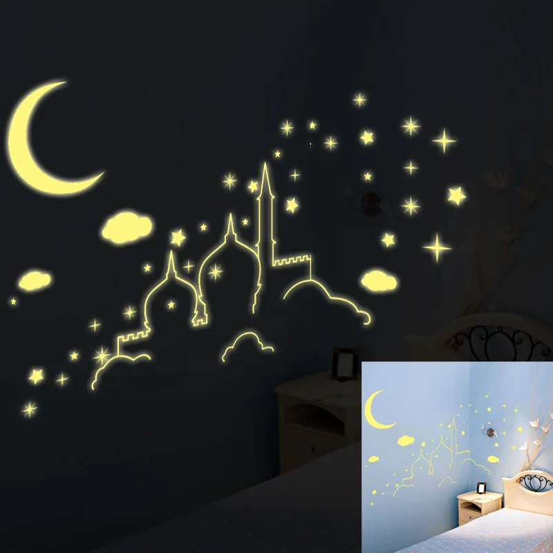 Светящиеся звезды наклейки с Луной светится в темноте игрушки для детей спальня