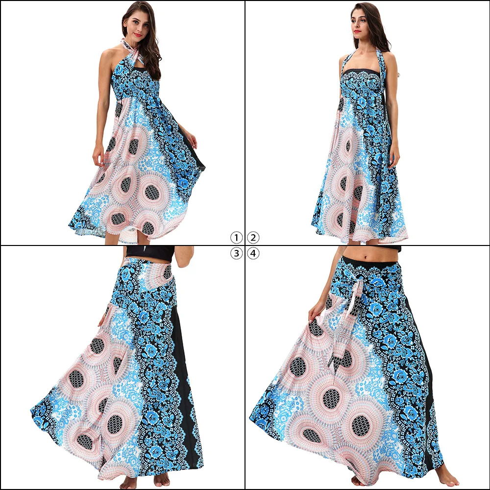 Один размер платье с цветочным принтом для женщин в тайском стиле Bing Пышная юбка