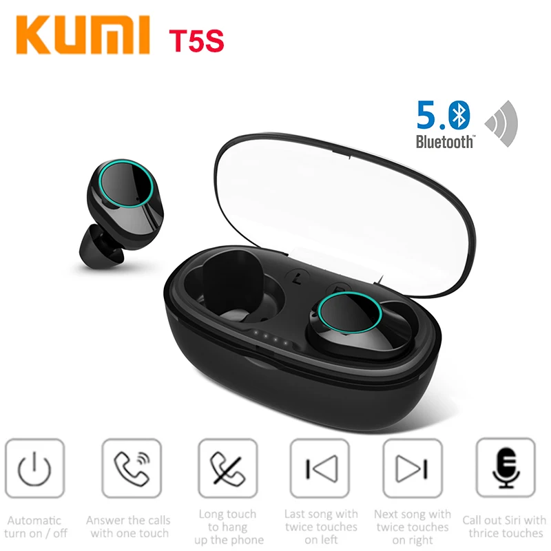 Новый Куми T5S BT 5 0 Hi Fi качество звука Портативный Беспроводной наушники IPX7