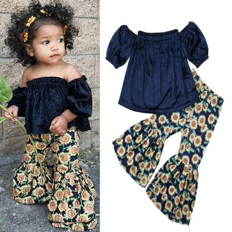 

2 шт., детские футболки и штаны с цветочным принтом