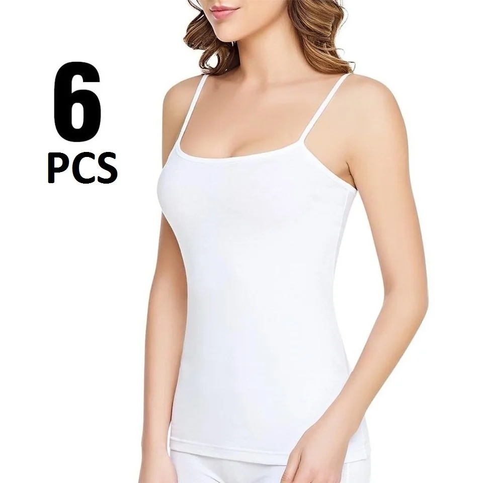 Страстные Нижние рубашки с тонкими бретельками 6 шт. для женщин майка 100 хлопок
