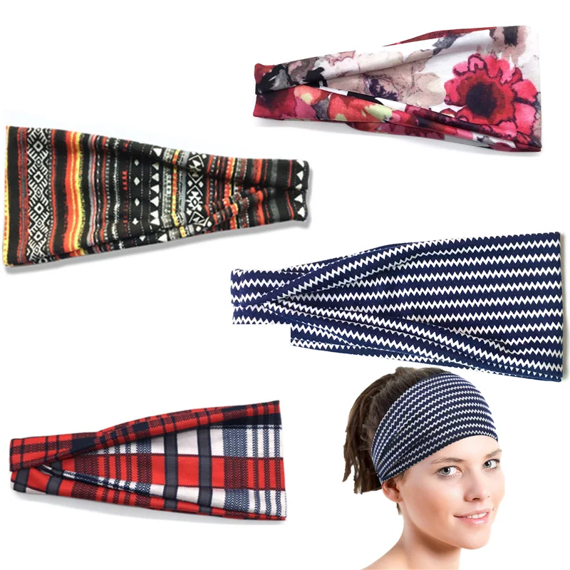 Твист повязкой на голову чалмой впитывает пот Цвет черный серый винный Спорт