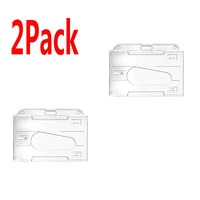 2 pack horizontal transparent 2 3 id card holder hard plastic credit card holder rigid id badge protector office school supplier