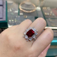 luxury brand 100 real s925 sterling silver rings big square zircon fine jewelry accessories lady