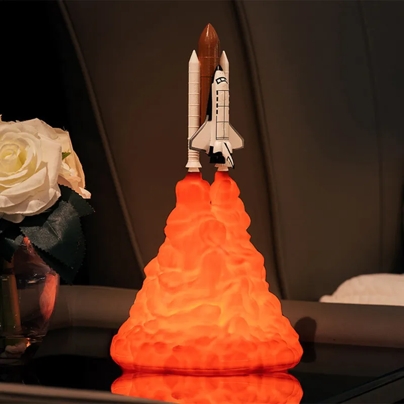 

3D печать Космический Шаттл Креативный светодиодный светильник красный ракета USB зарядка Спальня украшение светильник низкая мощность спал...